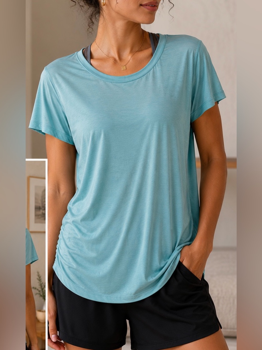 Light Teal Short Sleeve Women's Active Tee